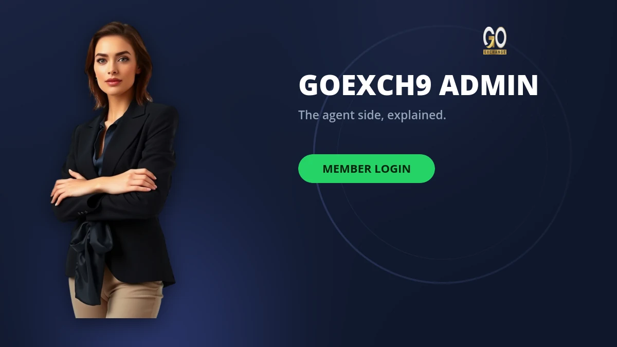 GoExch9 admin side showing member accounts and balances at an agent desk