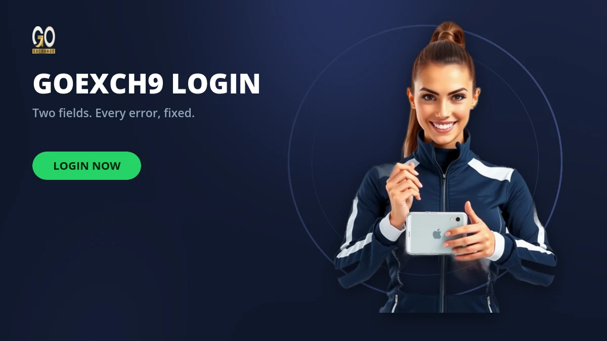 GoExch9 login card with the username and password fields filled in